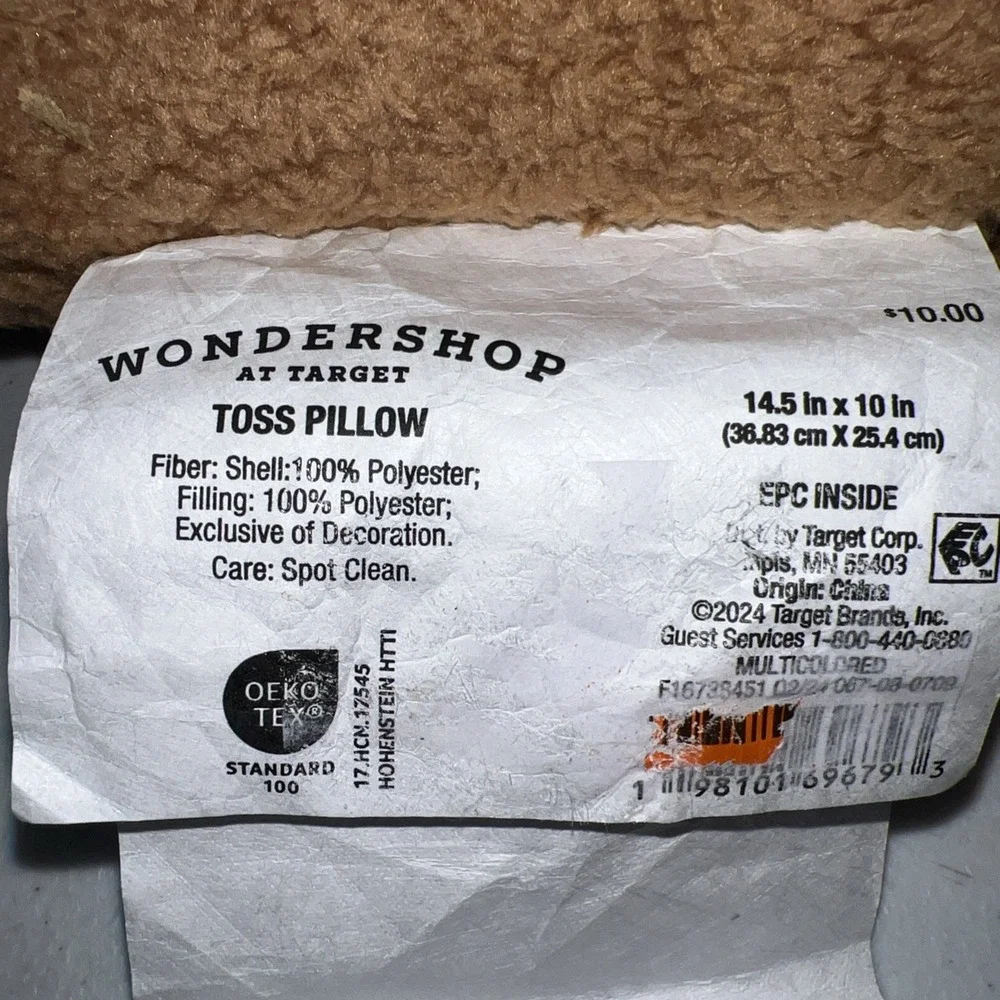 Target Wondershop Christmas 2024 Brown Dog Santa Hat Shaped Throw‎ Pillow 13